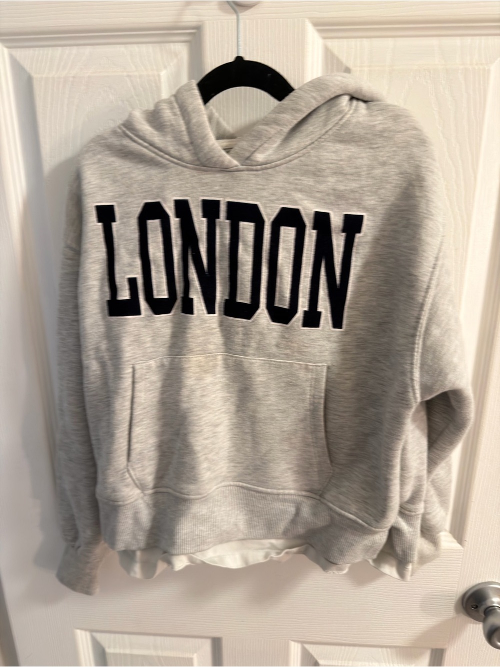 Zara Light Grey Hoodie with Navy Lettering